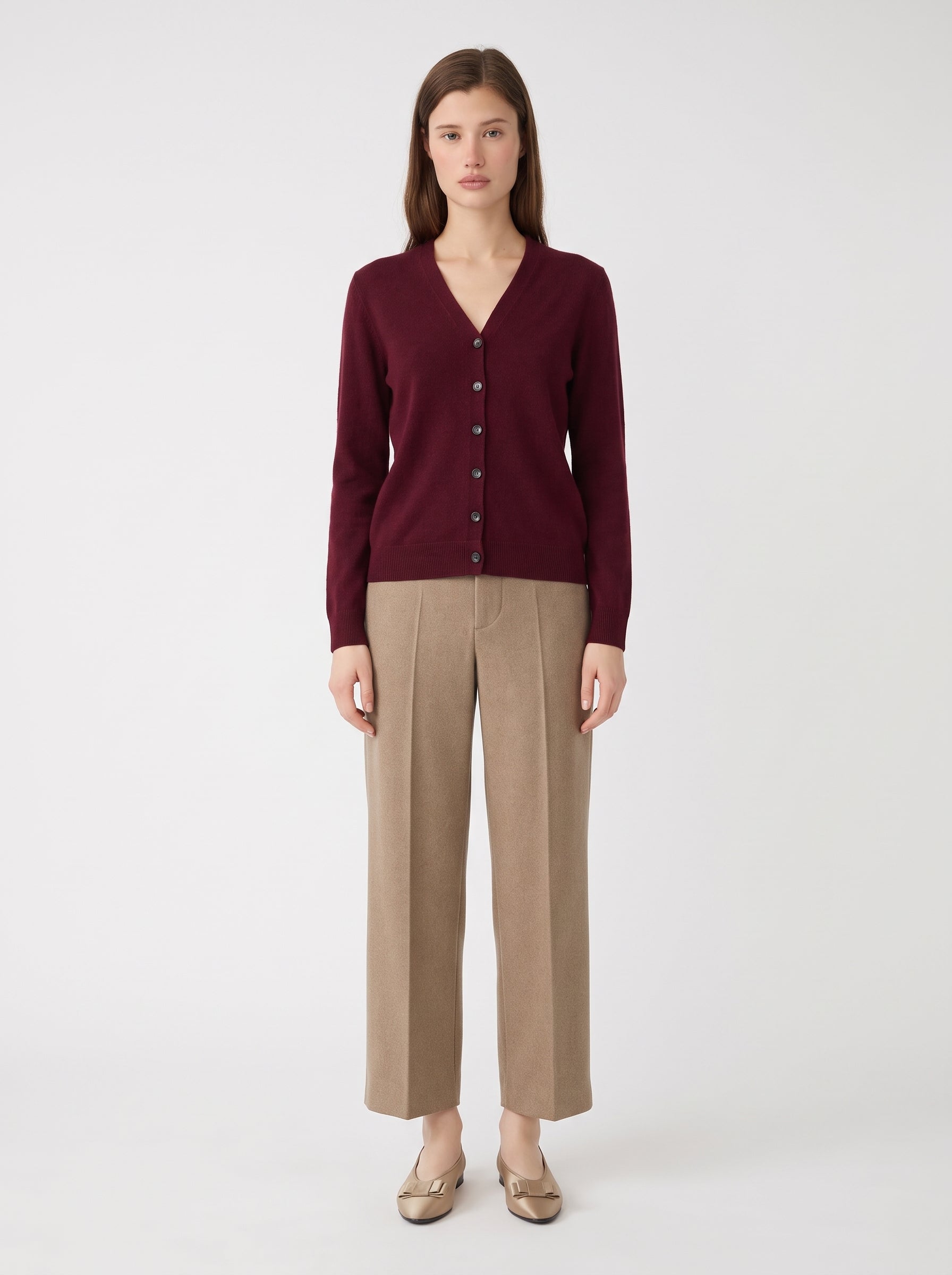 Anne Cashmere Cardigan in Burgundy