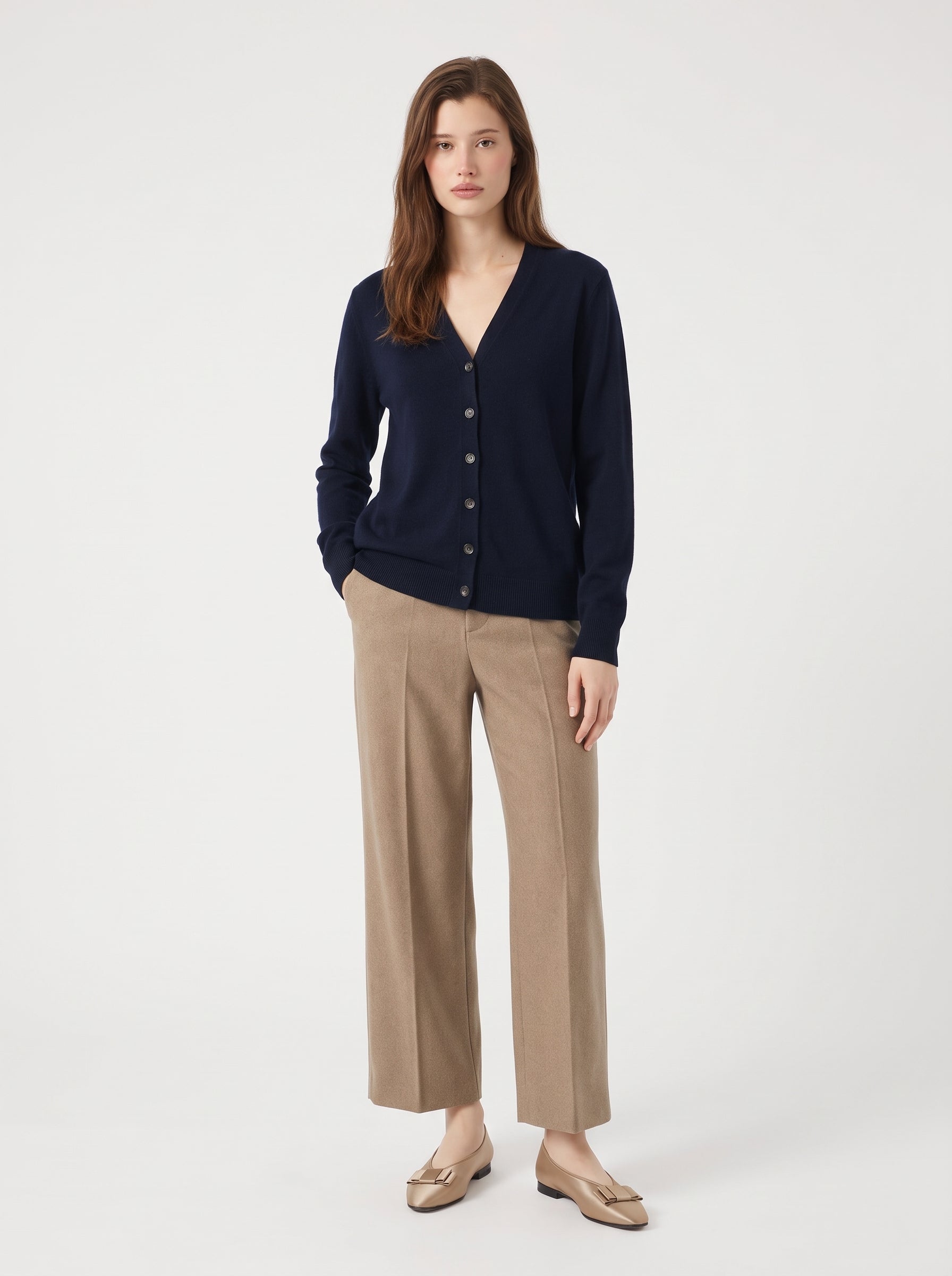 Anne Cashmere Cardigan in Navy