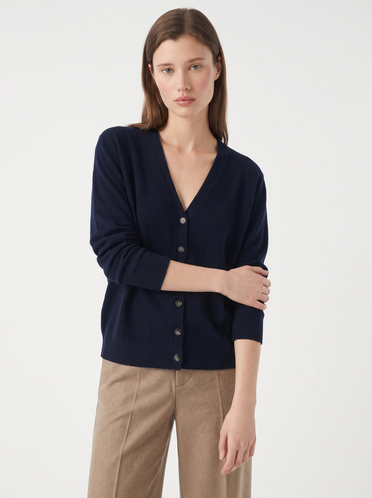 Anne Cashmere Cardigan in Navy