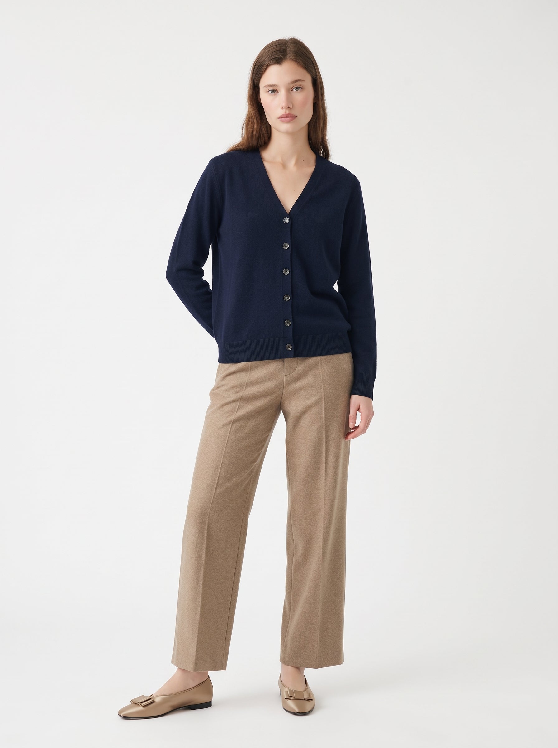 Anne Cashmere Cardigan in Navy