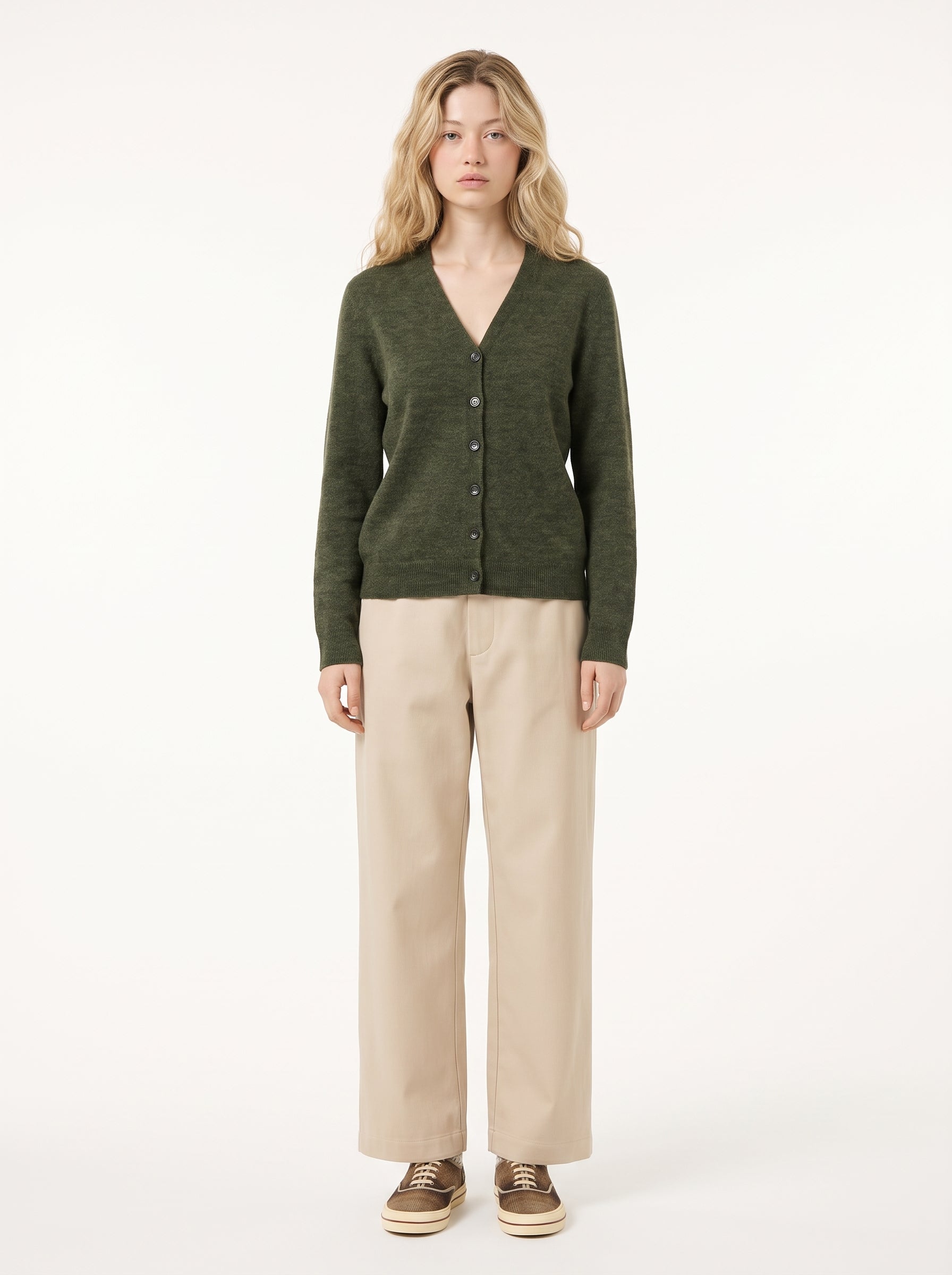 Anne Cashmere Cardigan in Loden