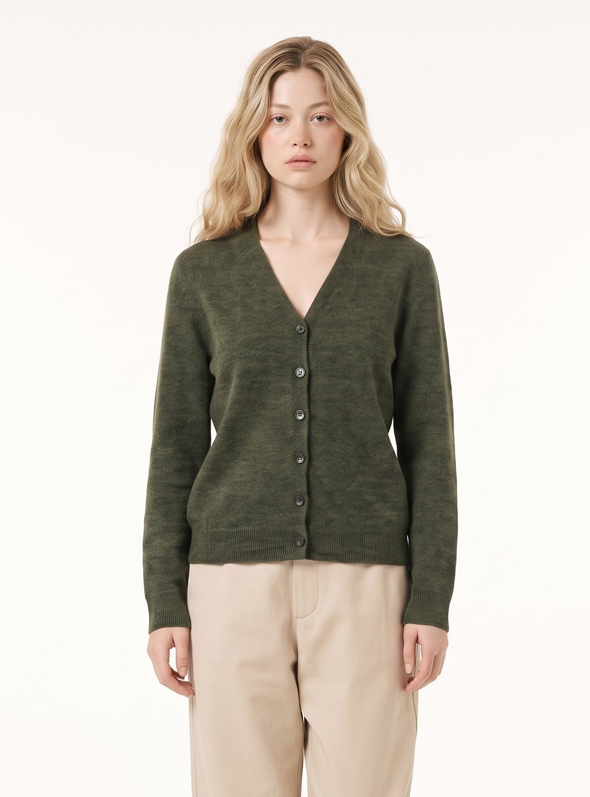 Anne Cashmere Cardigan in Loden